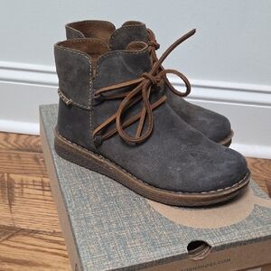 Born Gray and Brown Suede Ankle Boots